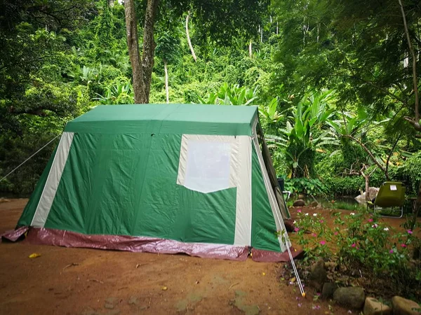 Gröna Vintage Stuga Camping Tält Thailand Nation Park — Stockfoto