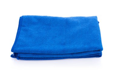 Beyaz arka plan üzerinde izole mavi mikrofiber bez
