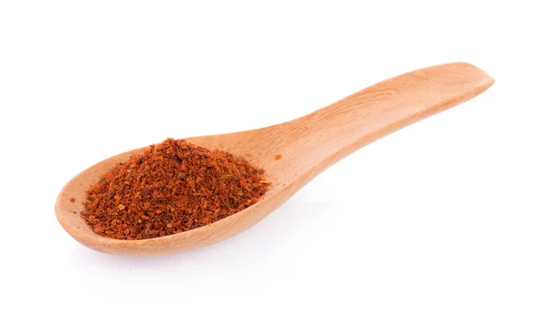 Pile Red Paprika Powder Spoon Wooden — Stock Photo, Image
