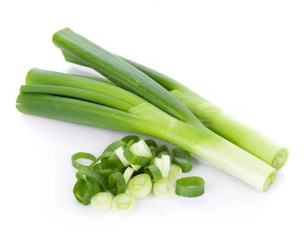 Green Japanese Bunching Onion Білому Тлі — стокове фото