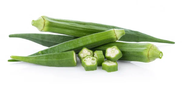 Fresh okra isolated on white background — Stock Photo, Image