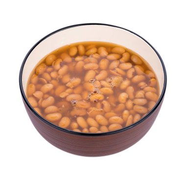 kase soya fasulyesi yapıştırın beyaz arka plan üzerinde