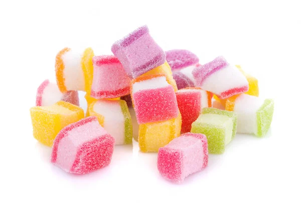 Closeup colorful candy and jelly sweet on white — Stock Photo, Image