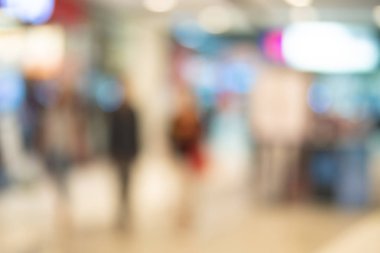 Alışveriş merkezi veya sergi salonu ve ba için insanlar bulanık görüntü