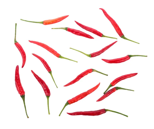 Haufen roter Paprika isoliert auf weißem Hintergrund — Stockfoto