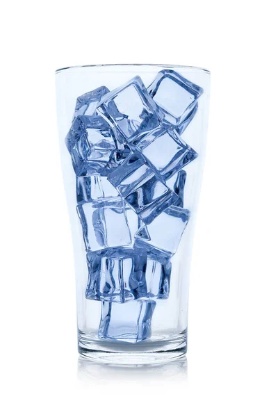 Glass of water with ice cubes isolated on white background — Stock Photo, Image