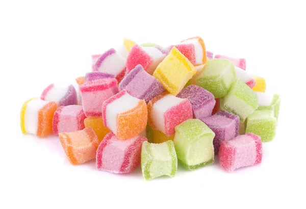Closeup colorful candy and jelly sweet on white — Stock Photo, Image