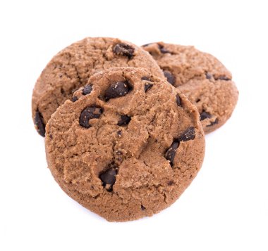 Kahve Çikolatalı Kurabiye beyaz arka plan üzerinde izole