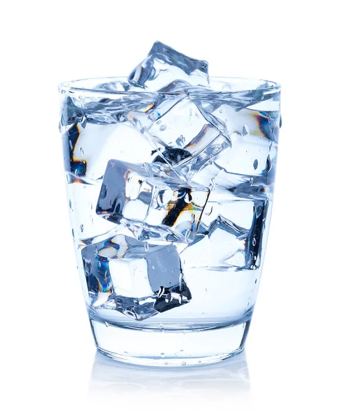 Glass of water with ice cubes isolated on white background — Stock Photo, Image