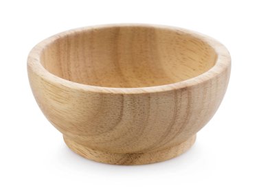 Tahta kase beyaz arka planda izole edilmiş.