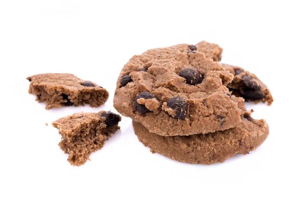 Kaffee Schokolade Chip Cookie isoliert auf weißem Hintergrund — Stockfoto