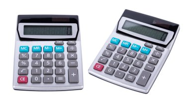 Hesap makinesi beyaz arkaplanda izole edildi