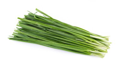 sarımsak beyaz zemin üzerine izole chives