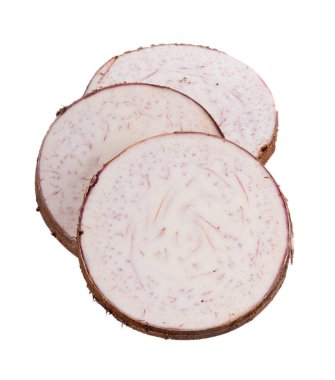 Taro kök beyaz zemin üzerine