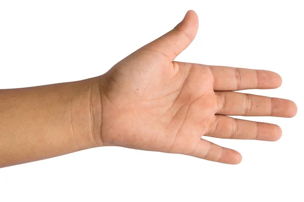 Niño espectáculo de mano aislado sobre un fondo blanco — Foto de Stock