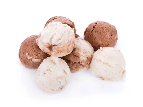 Ice cream scoops on white background — Stock Photo, Image