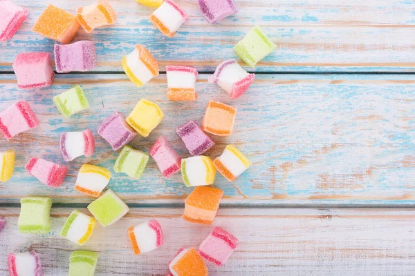 Closeup Colorful Candy Jelly Sweet Wooden — Stock Photo, Image