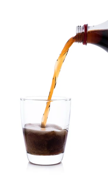 Cola Glas Mit Eiswürfeln Auf Weißem Hintergrund — Stockfoto