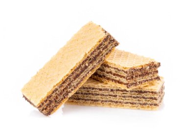 Beyaz arka planda çikolatalı gofretler