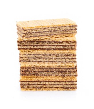 Beyaz arka planda çikolatalı gofretler