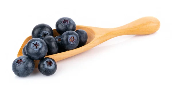 Closeup Fresh Blueberry Spoon White Background — Stock Photo, Image