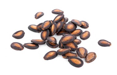 Beyaz arkaplanda izole edilmiş karpuz tohumları