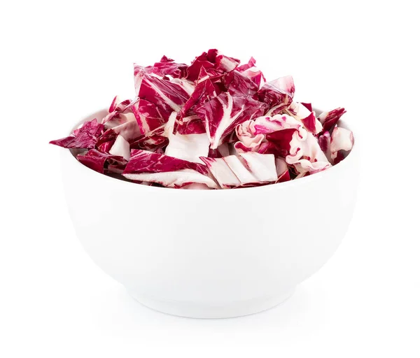 Radicchio Ensalada Roja Tazón Aislado Sobre Fondo Blanco —  Fotos de Stock