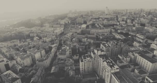 Center Kiev Independence Square Aerial Photography Dawn Morning — Stock Video