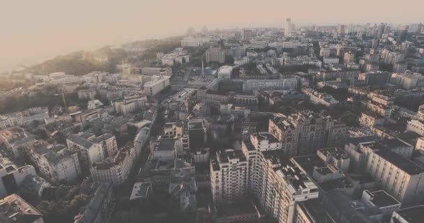 Κέντρο Του Κιέβου Στην Πλατεία Ανεξαρτησίας Αεροφωτογράφηση Dawn Πρωί — Αρχείο Βίντεο