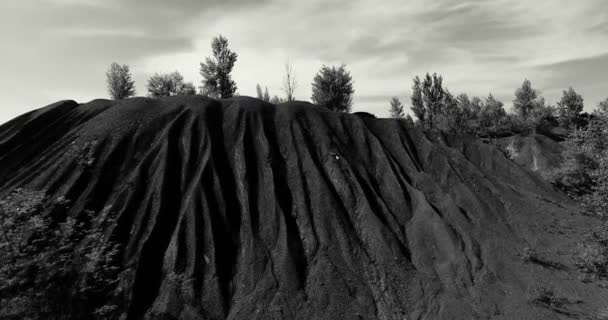 Black White Aerial Photography Old Granite Mounds — Stock Video