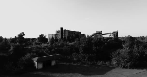 Чорно Білий Аерофотозйомка Старий Видобуток Залізної Руди Шахти — стокове відео