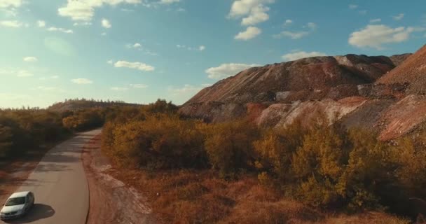 Fotografia Lotnicza Kamieniołom Przemysłowym Wałów Zrzutów Wyszukiwania — Wideo stockowe