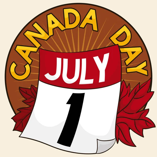 캐나다 날짜와 느슨한 라운드 레이블 — 스톡 벡터