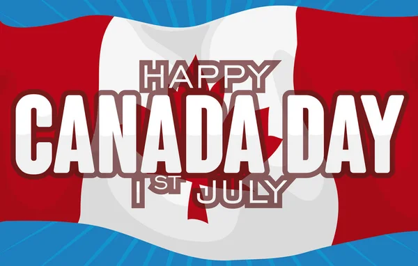 Знамя Размахивающим Канадским Флагом Поздравлениями Датой Случаю Дня Канады Этом — стоковый вектор