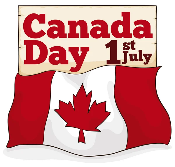 Канадский Флаг Покрывающий Свиток Напоминающий Конституционный Акт Ознаменование Дня Канады — стоковый вектор