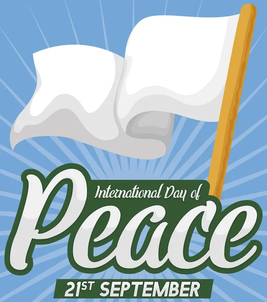 白い旗を振って 日の国際平和デー記念挨拶と平和のシンボル — ストックベクタ