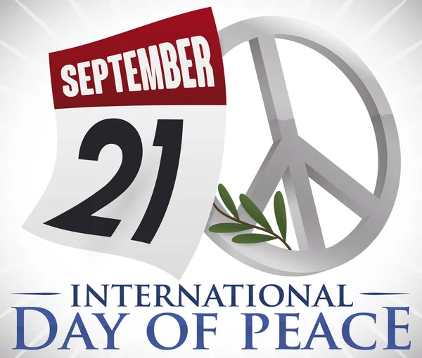 Losbladige Kalender Met Herinneringsdatum Voor Internationale Dag Van Vrede Met — Stockvector