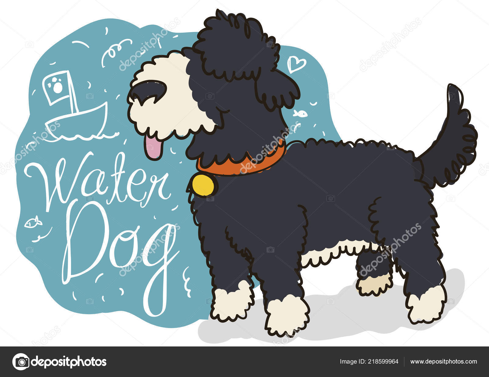 Cute Water Dog Ready Set Sail Sea Great Adventure Its ⬇ Vector Image by © PenWin Vector Stock