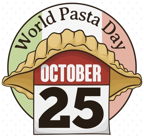 Calendario Hojas Sueltas Con Fecha Recordatorio Para Día Mundial Pasta — Vector de stock