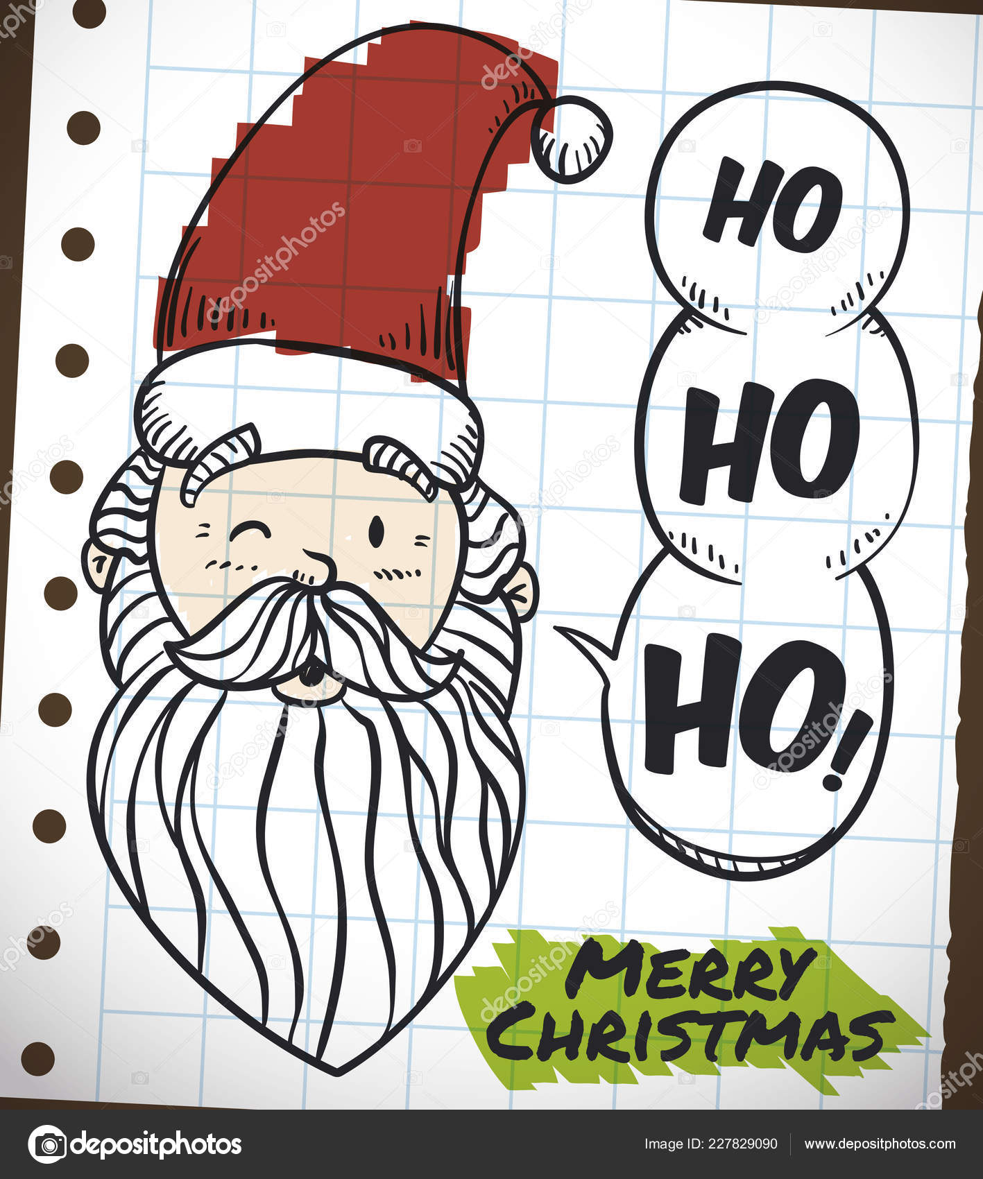 Papai noel diz ho ho ho. bonito desenho animado ilustração de natal