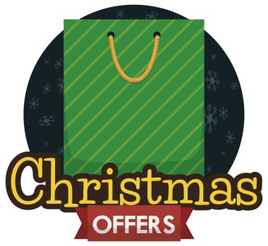 Alışveriş çantası yeşil çizgili ve şerit hazır Noel Satılık özel bir satış gecede sunar.
