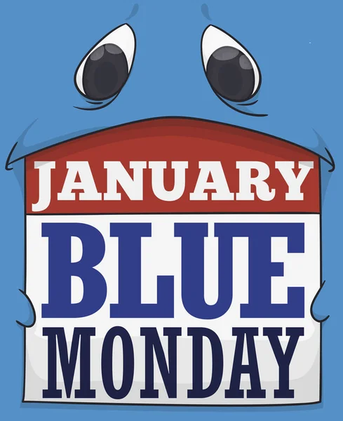 그리고 월요일 월에는 블루에 느낌을 나타내는 느슨한 일정을 — 스톡 벡터