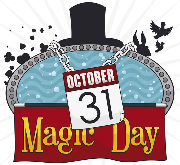 Conjunto Elementos Mágicos Para Conmemorar Día Magia Del Octubre Con — Archivo Imágenes Vectoriales