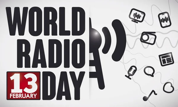 Πανό Ημερομηνία Υπενθύμισης Για Γιορτάσει Την Παγκόσμια Ημέρα Ραδιοφώνου Αυτό — Διανυσματικό Αρχείο