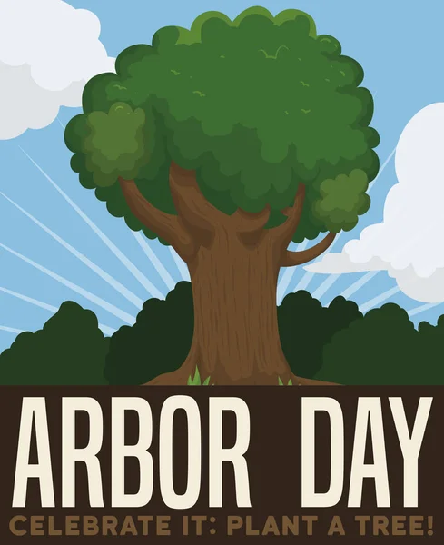Hermosa vista del árbol para celebrar el Día del Árbol, ilustración vectorial — Vector de stock