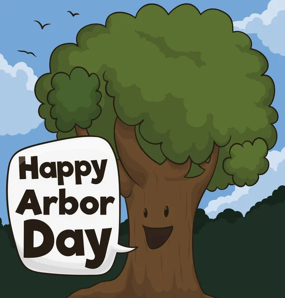 可爱的树希望在你一个快乐的 Arbor 天, 向量例证 — 图库矢量图片