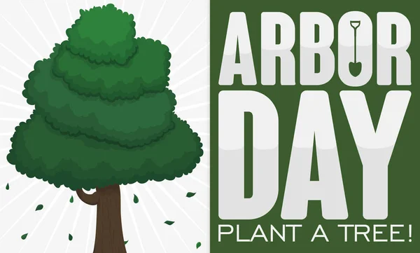 Señal de saludo con árbol para celebrar el Día del Árbol, ilustración vectorial — Vector de stock