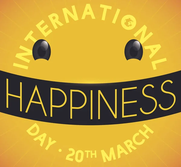 Senyum Emoji Dibuat dengan Surat untuk Merayakan Hari Kebahagiaan Internasional, Vektor Ilustrasi - Stok Vektor