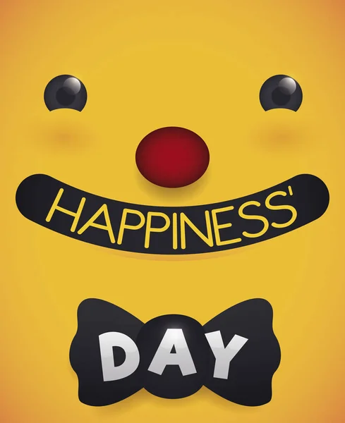 Rosto feliz como um palhaço para celebrar o dia da felicidade, ilustração vetorial — Vetor de Stock