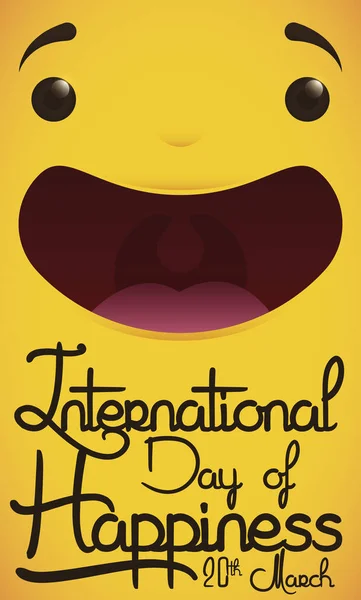 Cute Joy Expression Perayaan Hari Kebahagiaan Internasional, Vector Illustration - Stok Vektor
